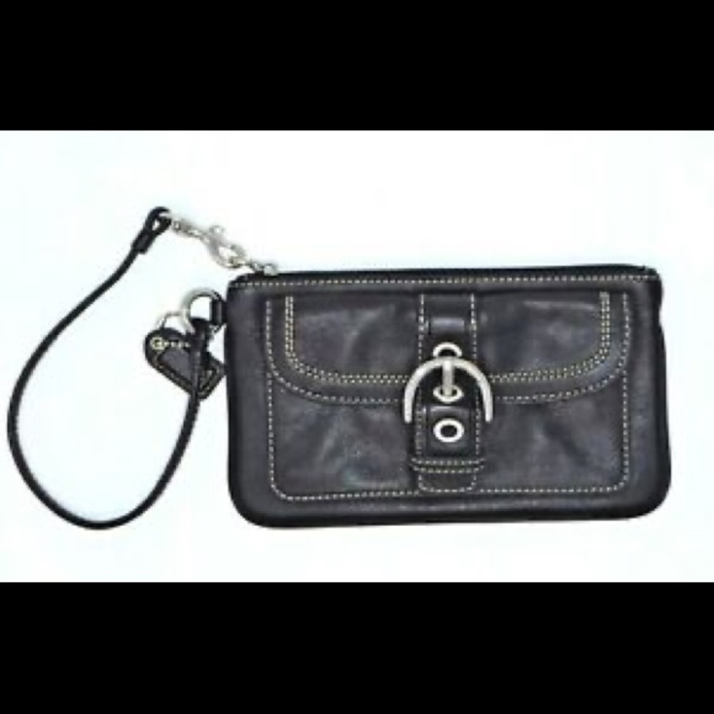 NWOT Coach Wristlet Black Leather